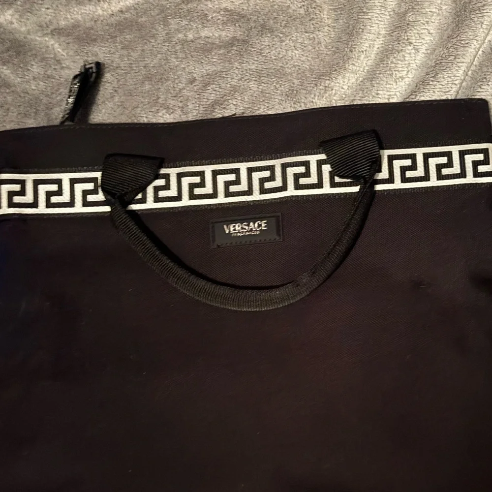 Versace Black and White Tote Bag with clip on strap included